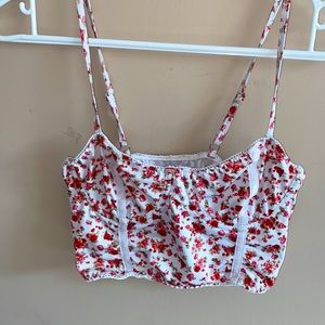 XS rose detail corset top with adjustable straps
